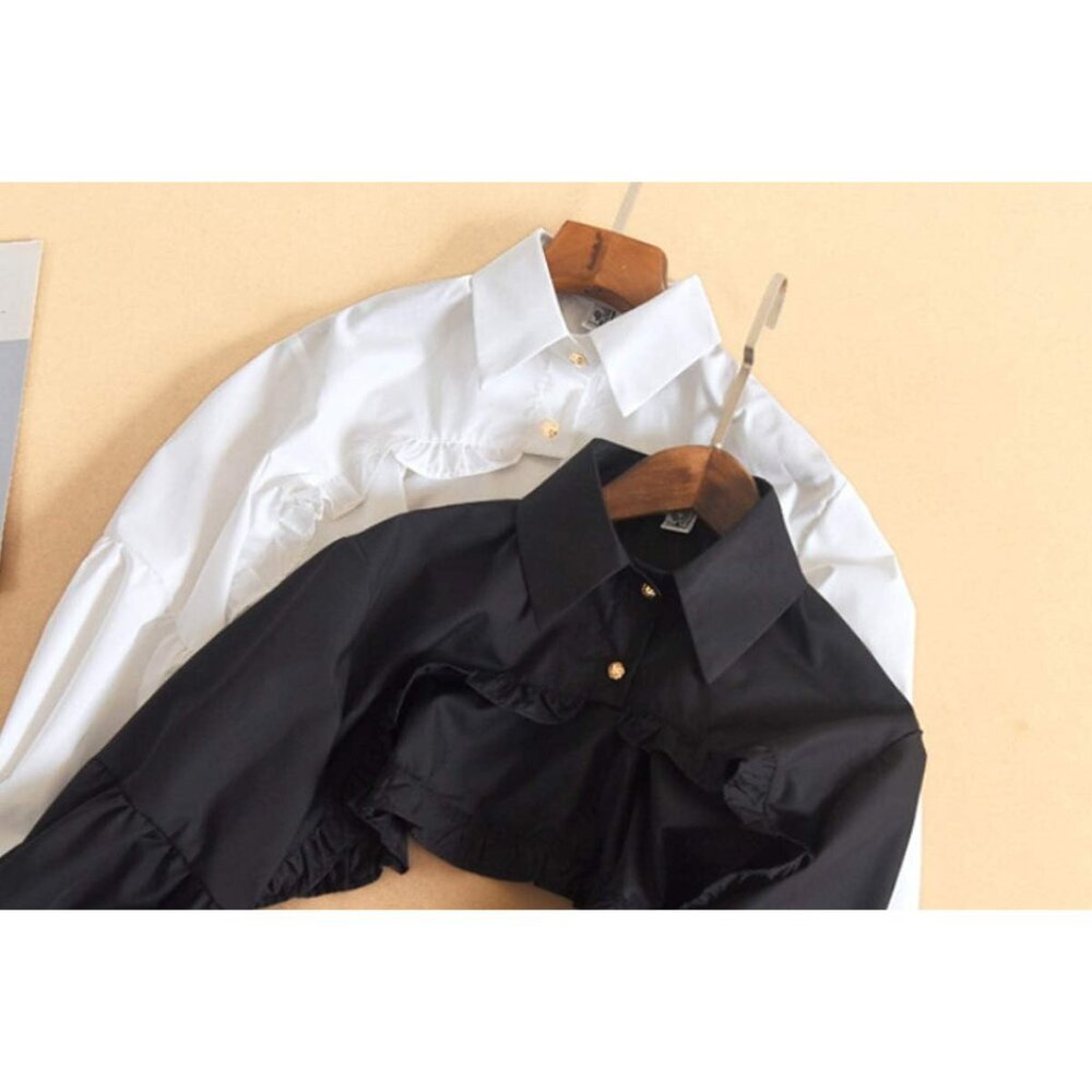 Women's Black Detachable Dickey Blouse False Collar Half Shirt Crop Top Blouse - Picture 5 of 5